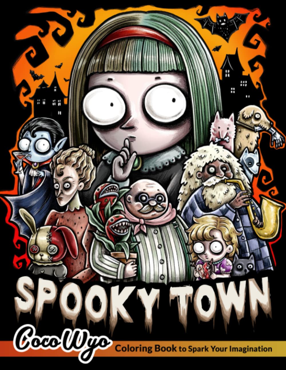 Spooky Town Coloring Book: A Coloring Book Features Spooky Town with Kawaii, Cute Spooky Girl, Animals and more ... for Stress Relief & Relaxation (Paperback)