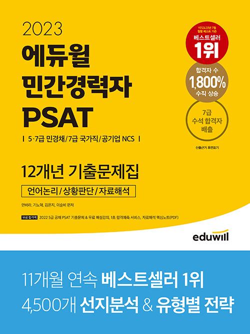 2023 에듀윌 민간경력자 PSAT 12개년 기출문제집 : 언어논리/상황판단/자료해석