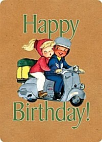 Boy and Girl on Scooter Birthday Card [With Envelope] (Loose Leaf)