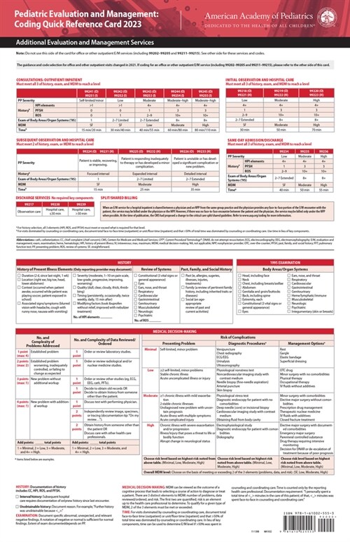 Pediatric Evaluation and Management: Coding Quick Reference Card 2023 (Other)