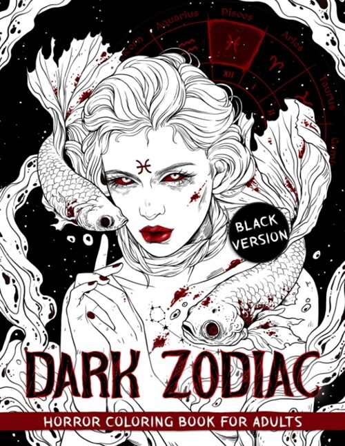 알라딘 Dark Zodiac Coloring Book For Adults (Paperback)