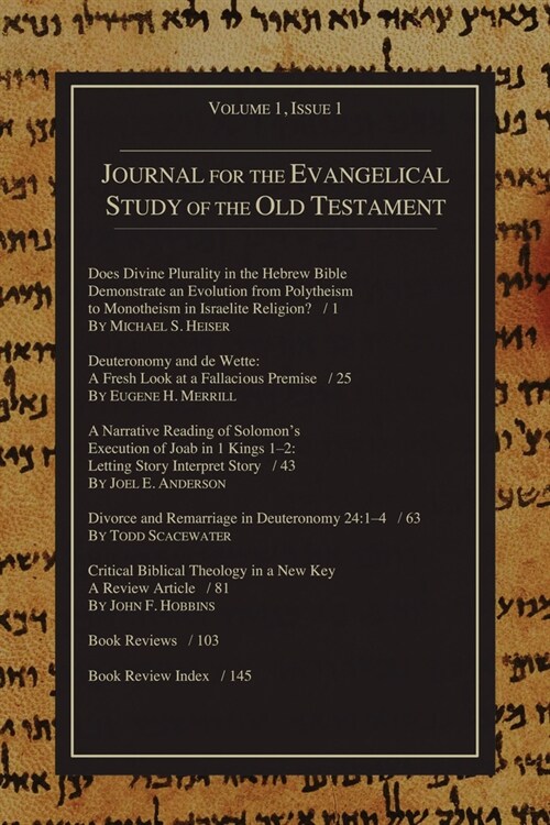 Journal for the Evangelical Study of the Old Testament, 1.1 (Hardcover)