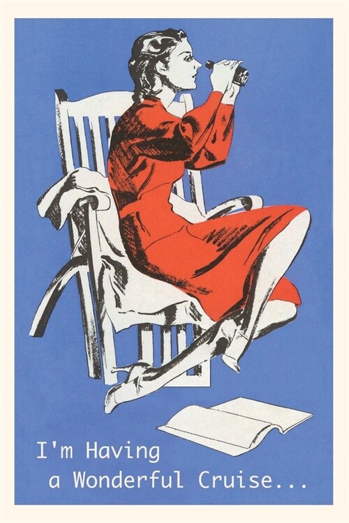 Vintage Journal Woman on Chair With Binoculars Postcard (Paperback)