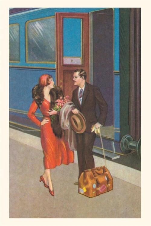 Vintage Journal Twenties Couple on Train Platform Travel Poster (Paperback)