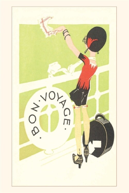 Vintage Journal Flapper Waving from Railing Travel Poster (Paperback)