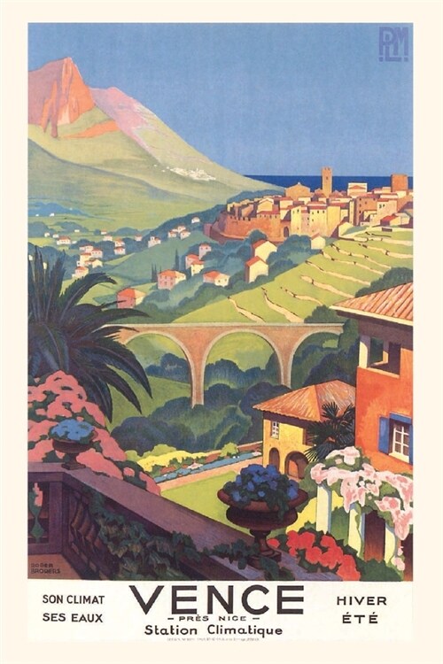 Vintage Journal Vence Travel Poster (Paperback)