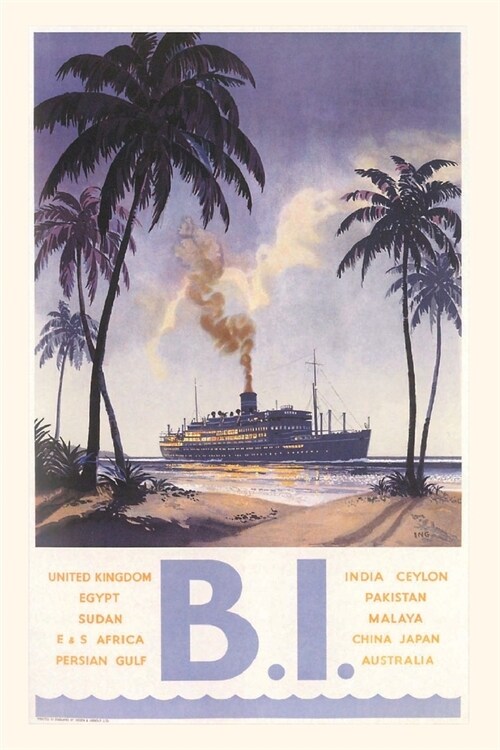 Vintage Journal B. I. Steamship Travel Poster (Paperback)