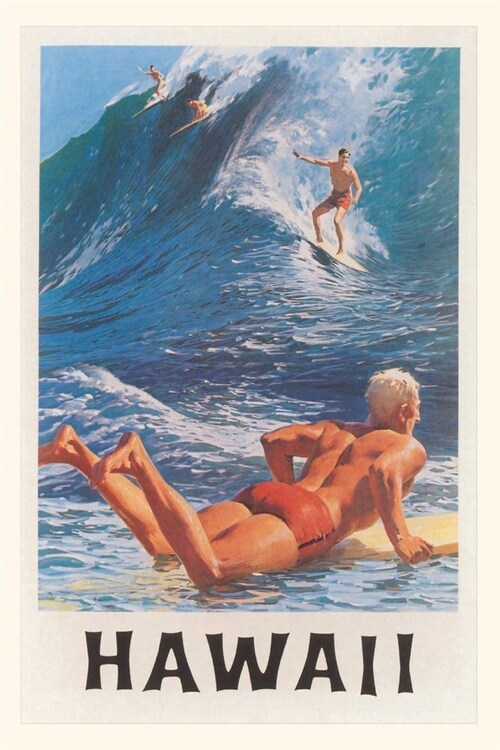 Vintage Journal Riding the Big Waves, Hawaii (Paperback)