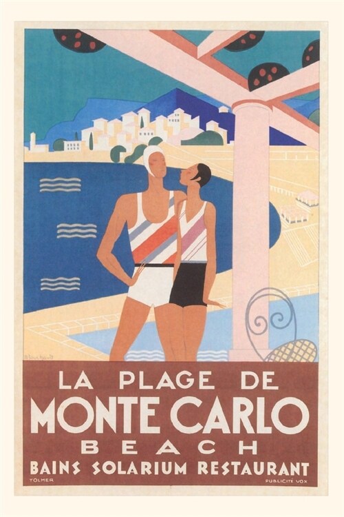 Vintage Journal Monte Carlo Beach Travel Poster (Paperback)