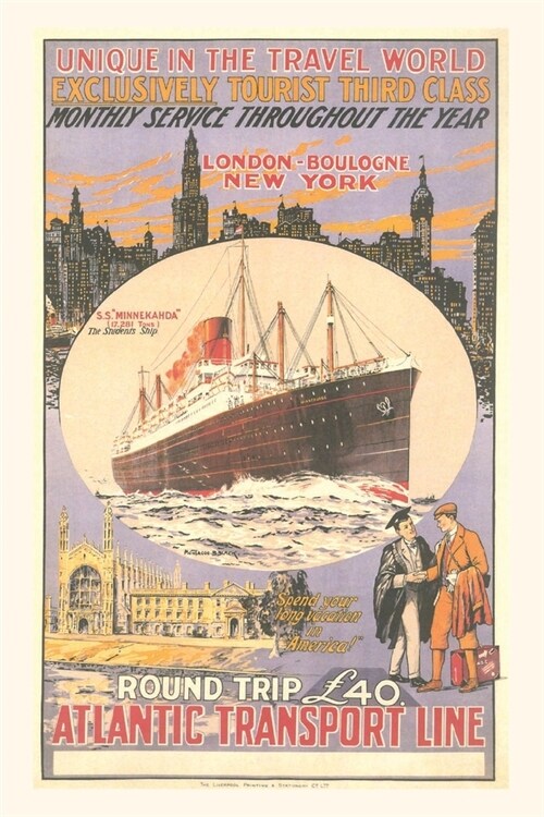 Vintage Journal Transatlantic Ship Travel Poster (Paperback)