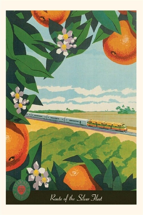 Vintage Journal Train Through orange Orchard Travel Poster (Paperback)