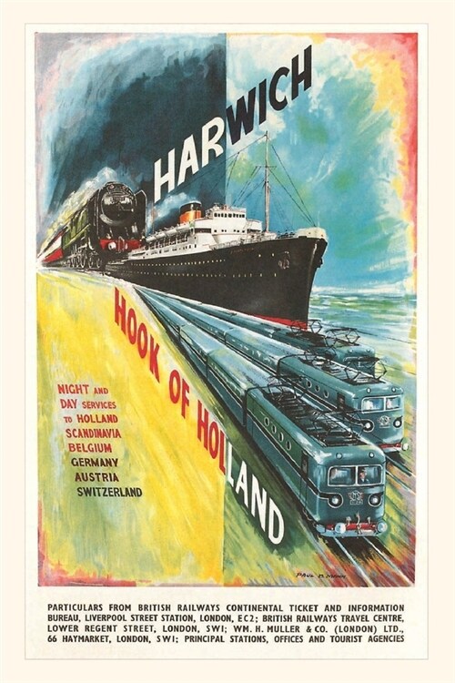 Vintage Journal Harwich to Hook of Holland Travel Poster (Paperback)