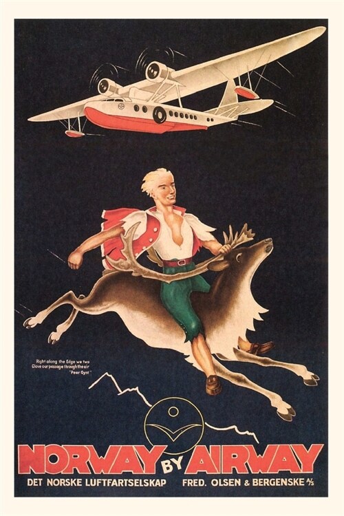 Vintage Journal Norway, Man on Caribou Travel Poster (Paperback)