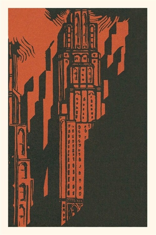 Vintage Journal Woodcut of Skyscraper Poster (Paperback)