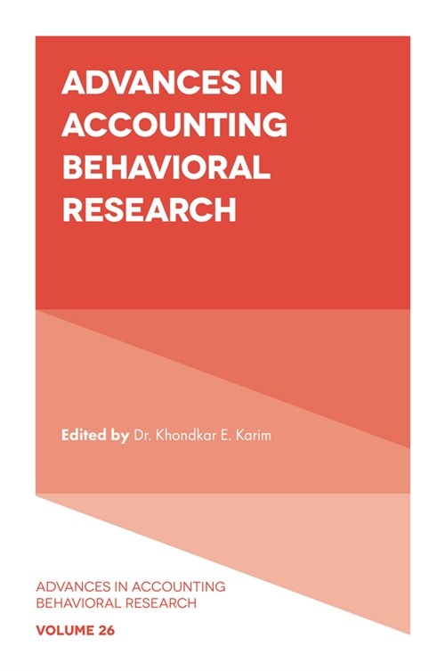 Advances in Accounting Behavioral Research (Hardcover)