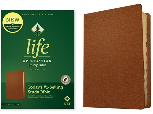 NLT Life Application Study Bible, Third Edition (Genuine Leather, Brown, Indexed, Red Letter) (Leather)