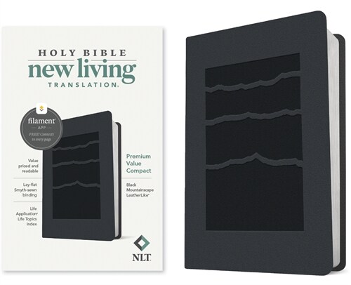 NLT Premium Value Compact Bible, Filament-Enabled Edition (Leatherlike, Black Mountainscape) (Imitation Leather)