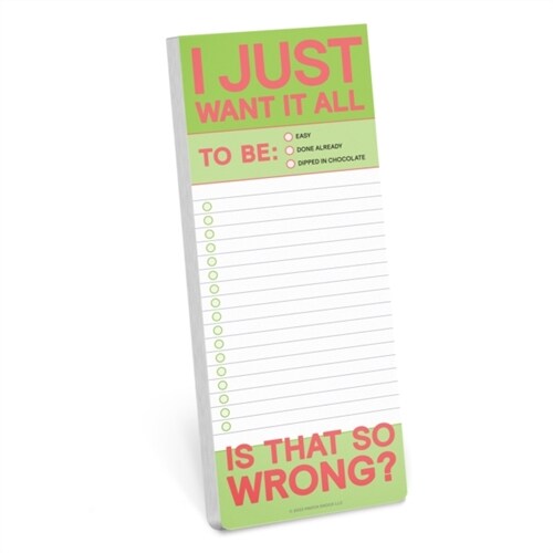 Knock Knock I Just Want It All Make-a-List Pad (Notebook / Blank book)