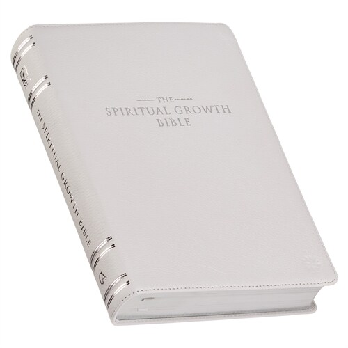 The Spiritual Growth Bible, Study Bible, NLT - New Living Translation Holy Bible, Premium Full Grain Leather, White (Leather)