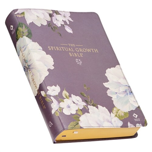The Spiritual Growth Bible, Study Bible, NLT - New Living Translation Holy Bible, Faux Leather, Dusty Purple Floral Printed (Leather)