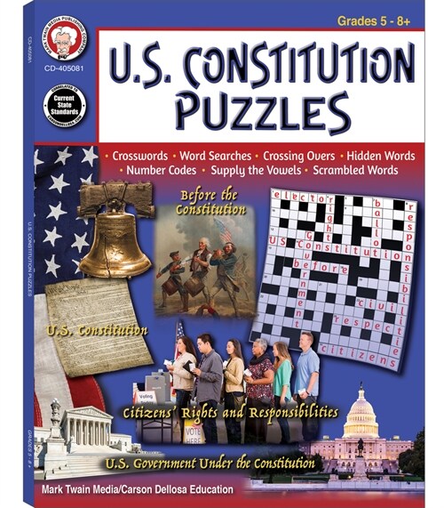 U.S. Constitution Puzzles Workbook, Grades 5 - 12 (Paperback)