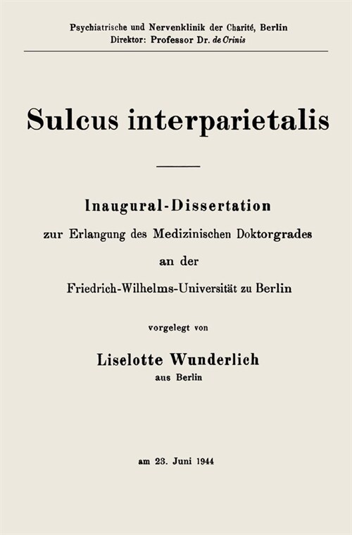Sulcus interparietalis (Paperback)