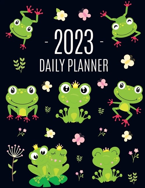 Frog Planner 2023: Funny Amphibian Monthly Agenda January-December Organizer (12 Months) Cute Green Water Animal Scheduler (Paperback)