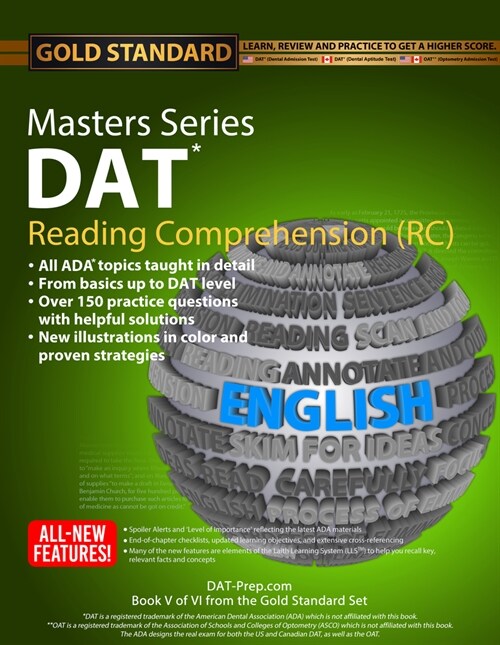 DAT Masters Series Reading Comprehension (Rc): Reading Comprehension (Rc) Preparation and Practice for the Dental Admission Test by Gold Standard DAT (Paperback)