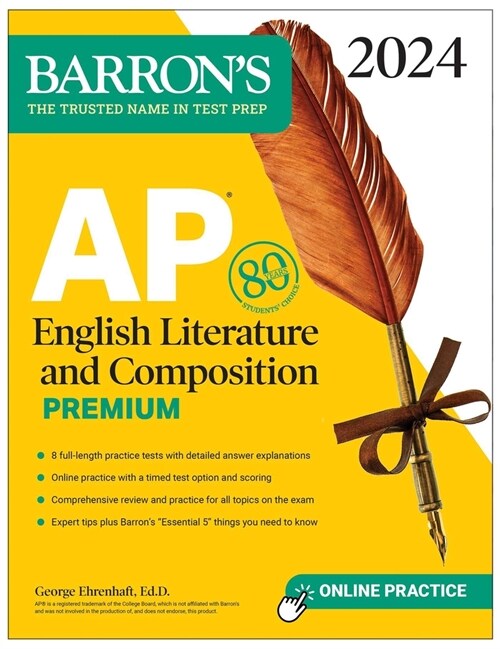 [중고] AP English Literature and Composition Premium, 2024: 8 Practice Tests + Comprehensive Review + Online Practice (Paperback)