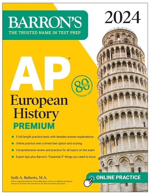 AP European History Premium, 2024: 5 Practice Tests + Comprehensive Review + Online Practice (Paperback)
