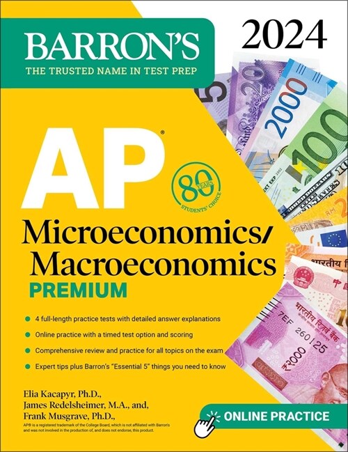 [중고] AP Microeconomics/Macroeconomics Premium, 2024: 4 Practice Tests + Comprehensive Review + Online Practice (Paperback)