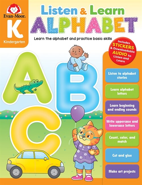 Alphabet, Kindergarten Workbook: Listen and Learn Audio Workbook, Phonemic Awareness and Phonics (Paperback)