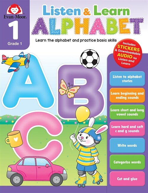 Alphabet, Grade1 Workbook: Listen and Learn Audio Workbook, Phonics and Word Families (Paperback)