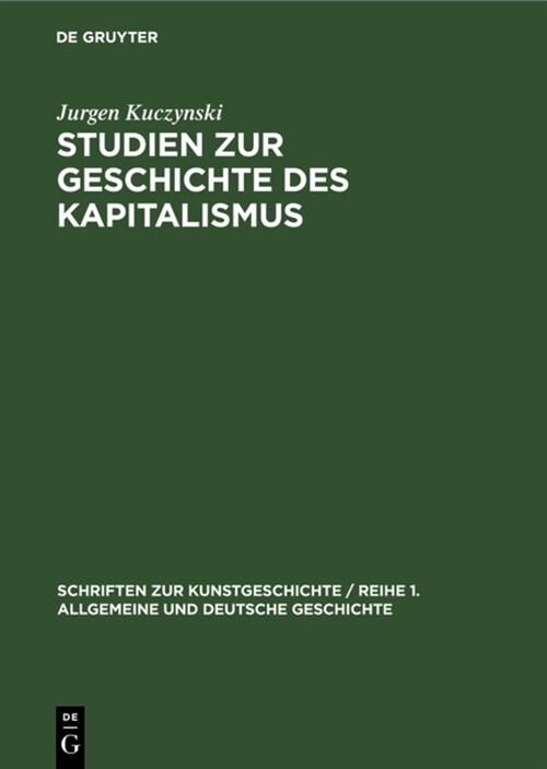 Studien Zur Geschichte Des Kapitalismus (Hardcover, Reprint 2021)