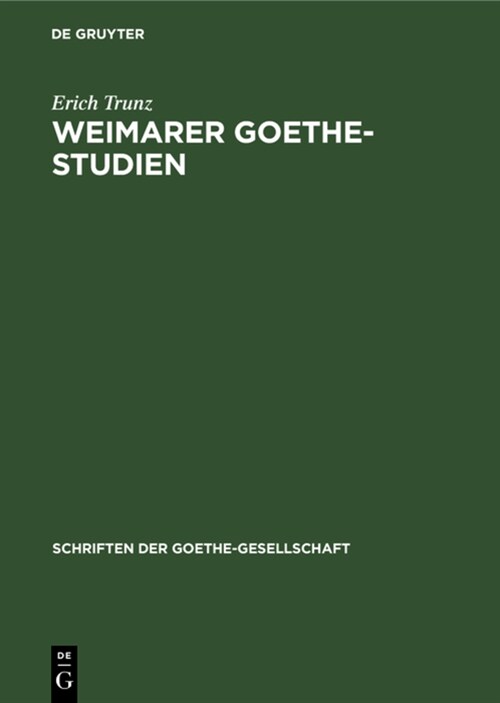 Weimarer Goethe-Studien (Hardcover, Reprint 2021)