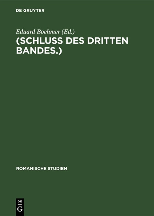 (Schluss Des Dritten Bandes.) (Hardcover, Reprint 2021)