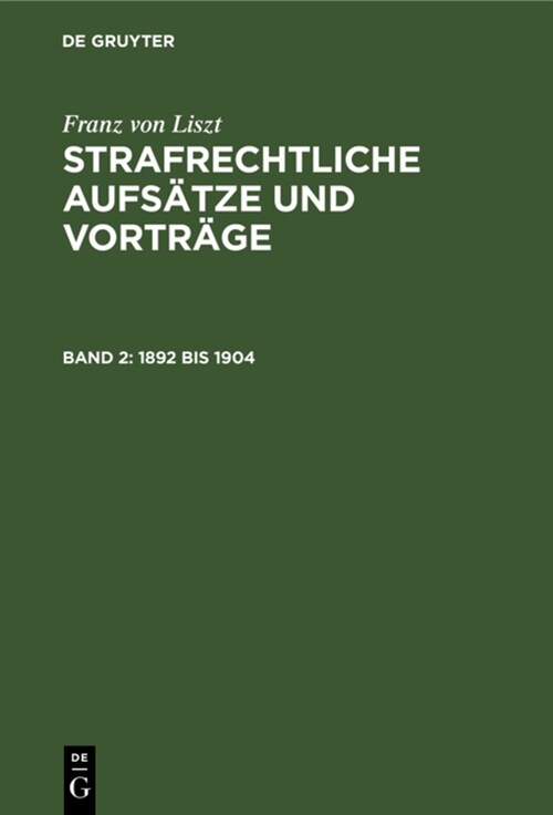 1892 Bis 1904 (Hardcover, Reprint 2021)