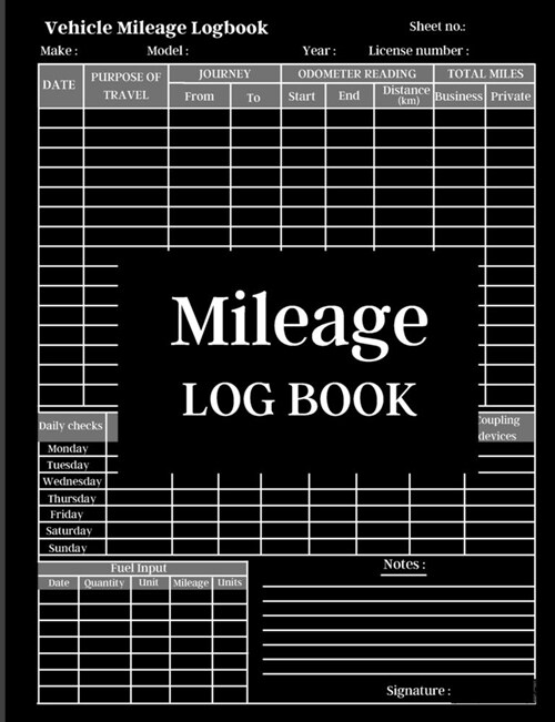 Mileage Log Book: Car Tracker for Business Auto Driving Record Books. Record And Track Your Daily Mileage For Taxes Record Daily Vehicle (Paperback)