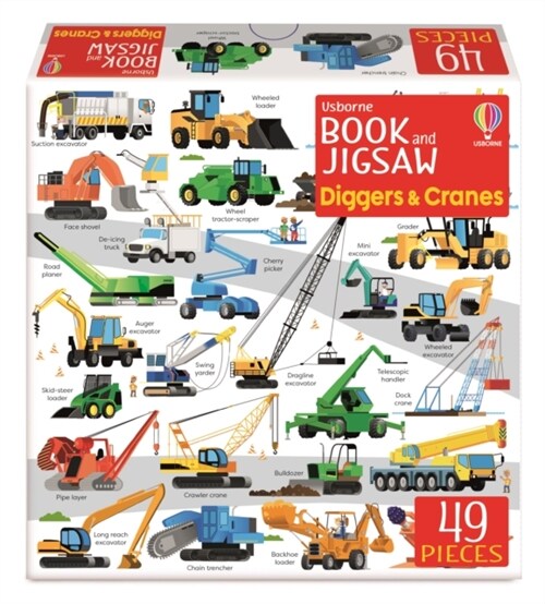 Usborne Book and Jigsaw Diggers and Cranes (Paperback)