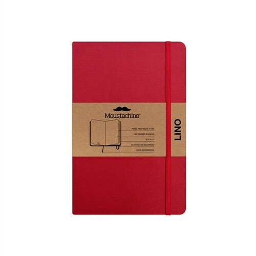 Moustachine Classic Linen Hardcover Classic Red Plain Pocket (Hardcover)