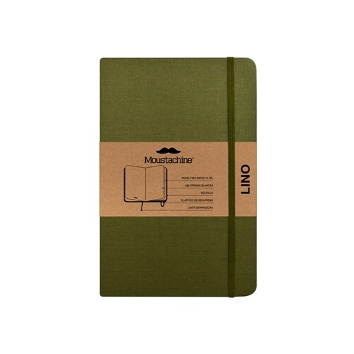 Moustachine Classic Linen Hardcover Military Green Blank Pocket (Hardcover)