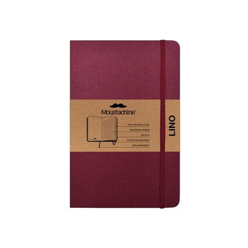 Moustachine Classic Linen Hardcover Burgundy Lined Pocket (Hardcover)