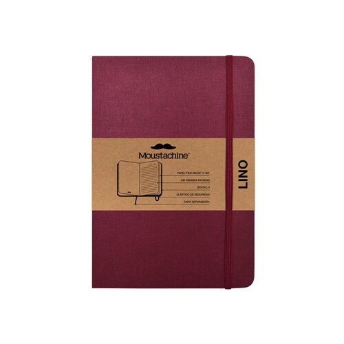 Moustachine Classic Linen Hardcover Burgundy Lined Medium (Hardcover)