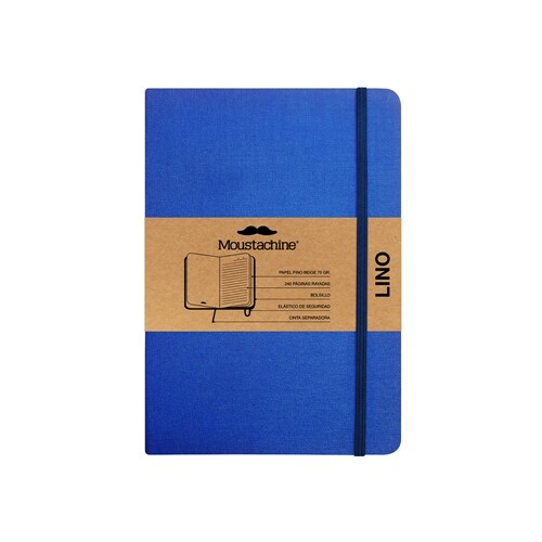 Moustachine Classic Linen Hardcover Indigo Blue Lined Medium (Hardcover)