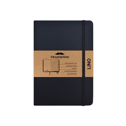 Moustachine Classic Linen Hardcover Black Lined Large (Hardcover)