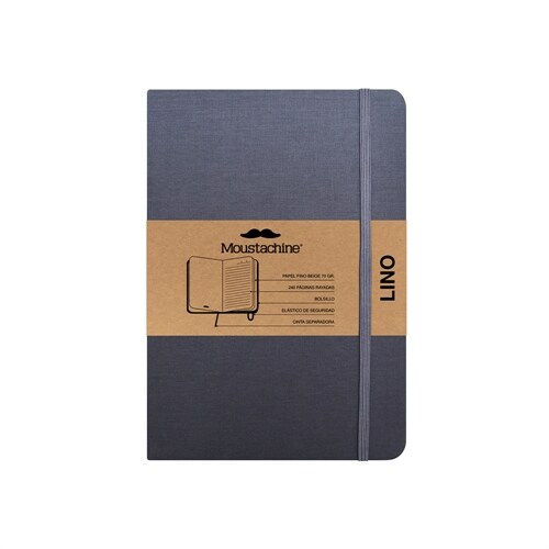 Moustachine Classic Linen Hardcover Grey Lined Large (Hardcover)