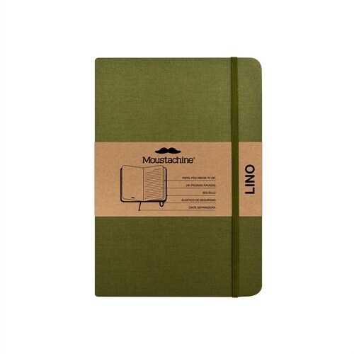 Moustachine Classic Linen Hardcover Military Green Lined Large (Hardcover)