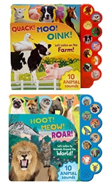 Farm and Wild Animal 10 button sound books: 2 BOOK PACK : Lets Listen to the Animals Around the World!/Lets Listen on the Farm! (Paperback)