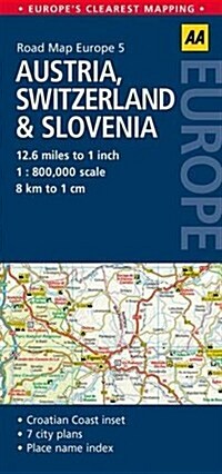 5. Austria, Switzerland & Slovenia : AA Road Map Europe (Sheet Map, folded, 4 ed)