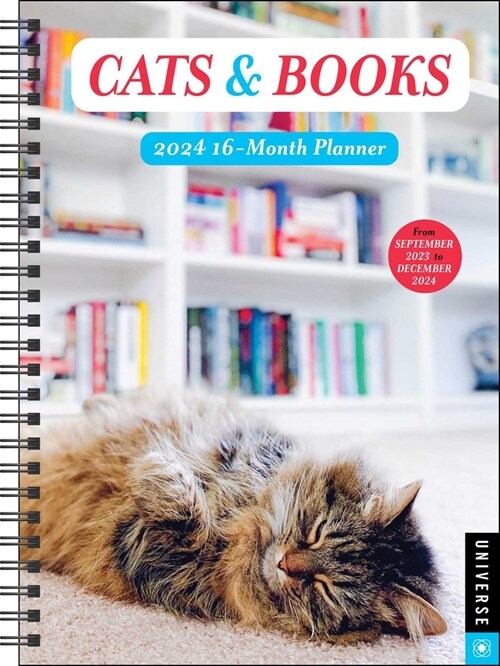 Cats & Books 16-Month 2024 Planner Calendar: September 2023 - December 2024 (Desk)